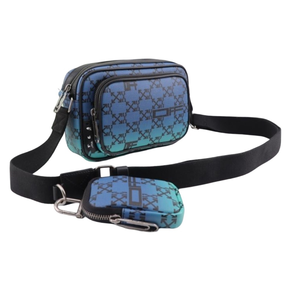 Off-White Blue and Green Crossbody Bag with Iridescent Finish - Picture 2 of 9